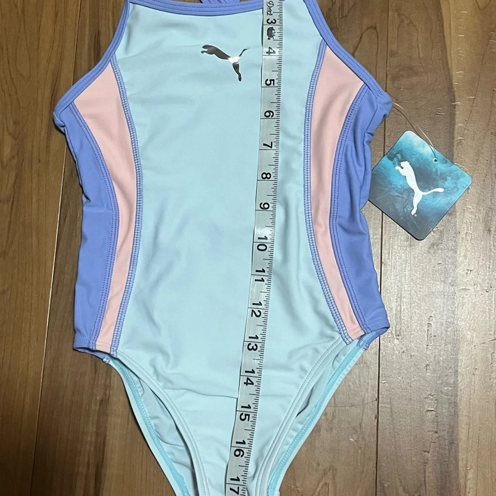 Puma Girls One-Piece Crossback Colorblock Swimsuit Pastel NWT Size 5